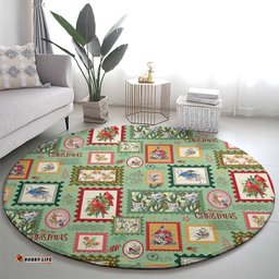 Aussie Birds Christmas La La Land Round Carpet Green Vintage Stamp Edition LT9