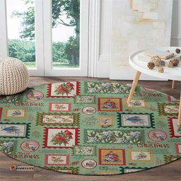 Aussie Birds Christmas La La Land Round Carpet Green Vintage Stamp Edition LT9