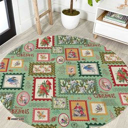 Aussie Birds Christmas La La Land Round Carpet Green Vintage Stamp Edition LT9