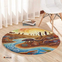 Aboriginal Dreamtime Animals Stories Round Carpet LT9