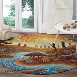 Aboriginal Dreamtime Animals Stories Round Carpet LT9
