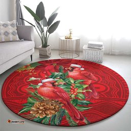 Aussie Red Cardinal Round Carpet Aboriginal Inspired Christmas LT9