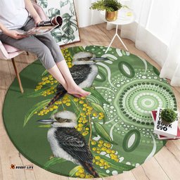 Aussie Kokaburra Golden Wattle Round Carpet Aboriginal with National Color LT9