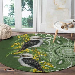 Aussie Kokaburra Golden Wattle Round Carpet Aboriginal with National Color LT9