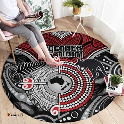 Aotearoa and Australia Round Carpet New Zealand Honour The Treaty Ake!Ake!Ake! LT9