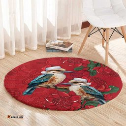 Aussie Kokaburra Waratah Christmas Round Carpet Aboriginal Dots Painting LT9