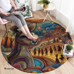 Aboriginal Dreamtime Stories Land Round Carpet LT9