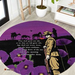 ANZAC Soldier and War Animals Round Carpet We Will Remember Them LT15