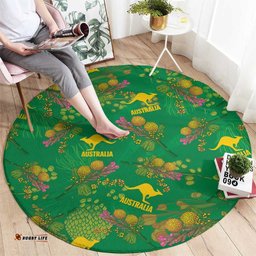 Australia Billy Buttons Round Carpet Aussie Pycnosorus Kangaroo Seamless Style LT14