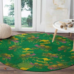 Australia Billy Buttons Round Carpet Aussie Pycnosorus Kangaroo Seamless Style LT14