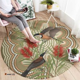 Australia Eastern Spinebill Round Carpet Aussie Honeyeater Bottlebrush Indigenous Art LT14