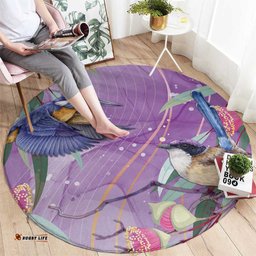 Australia Epilepsy Awareness Round Carpet Purple Fairy Wren with Eucalyptus Flowers LT7