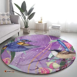 Australia Epilepsy Awareness Round Carpet Purple Fairy Wren with Eucalyptus Flowers LT7