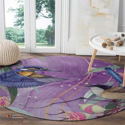 Australia Epilepsy Awareness Round Carpet Purple Fairy Wren with Eucalyptus Flowers LT7