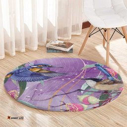 Australia Epilepsy Awareness Round Carpet Purple Fairy Wren with Eucalyptus Flowers LT7