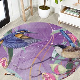 Australia Epilepsy Awareness Round Carpet Purple Fairy Wren with Eucalyptus Flowers LT7