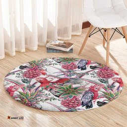 Australia Pink Galah Round Carpet Rose-breasted Cockatoo Pineapple Seamless Vibes LT14