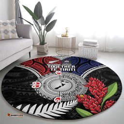 Aotearoa and Samoa Mo Te Tiriti Round Carpet Tangata Moana Stand with Tangata Whenua LT9
