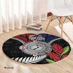 Aotearoa and Samoa Mo Te Tiriti Round Carpet Tangata Moana Stand with Tangata Whenua LT9
