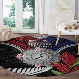Aotearoa and Samoa Mo Te Tiriti Round Carpet Tangata Moana Stand with Tangata Whenua LT9