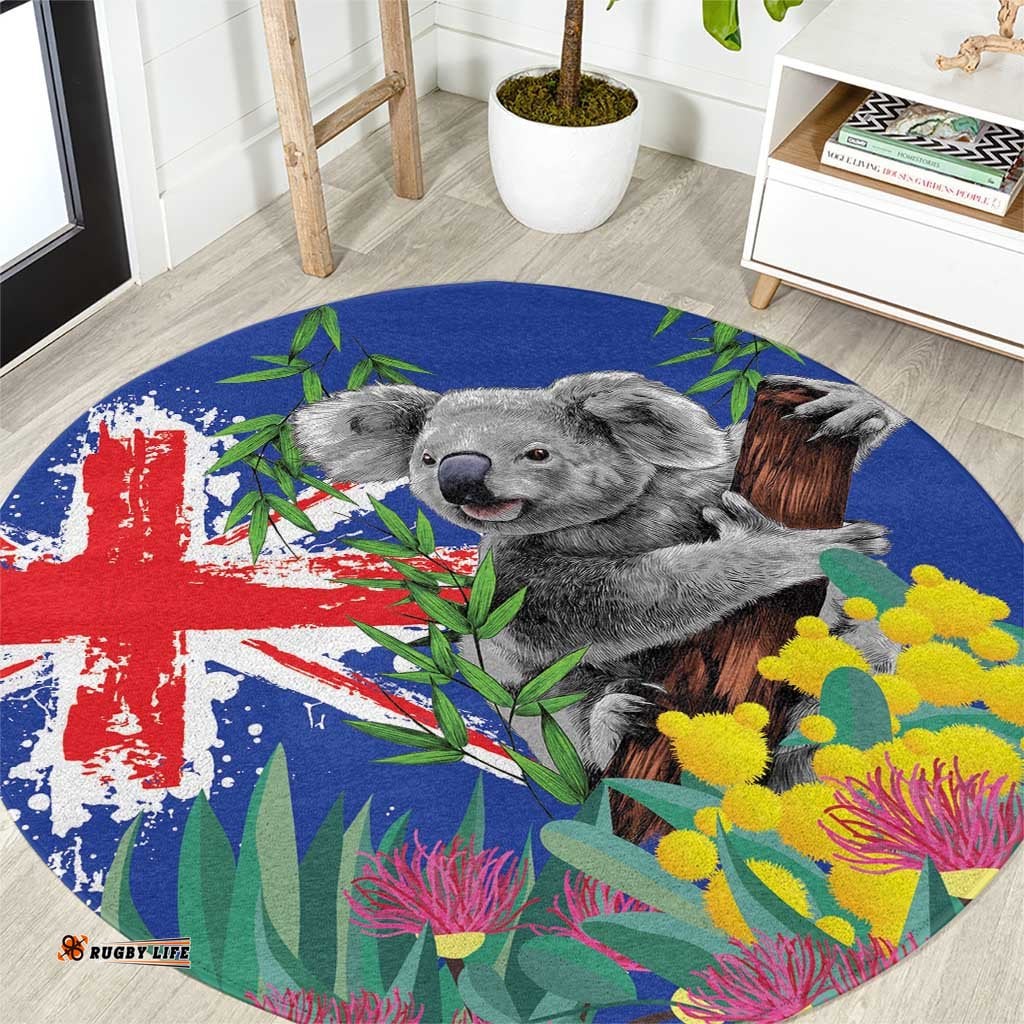 Australia Day Koala Round Carpet Aussie Aussie Aussie Oi Oi Oi Blue Color LT9