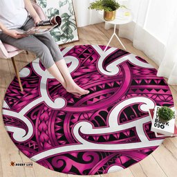 Aotearoa Maori Kowhaiwhai Round Carpet Mawhero Puhoro and Patiki LT9