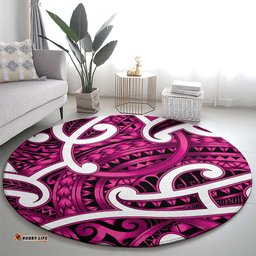 Aotearoa Maori Kowhaiwhai Round Carpet Mawhero Puhoro and Patiki LT9