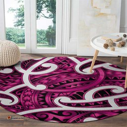 Aotearoa Maori Kowhaiwhai Round Carpet Mawhero Puhoro and Patiki LT9