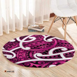 Aotearoa Maori Kowhaiwhai Round Carpet Mawhero Puhoro and Patiki LT9