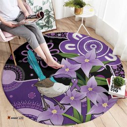 Australia Epilepsy Awareness Round Carpet Purple-crowned Fairywren Boronia Aboriginal LT14