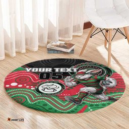 Custom Rabbitohs Round Carpet Rabbit Mascot With Aboriginal Indigenous DT05