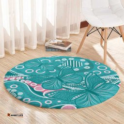 Australia Hereditary Cancer Awareness Round Carpet Aboriginal Butterflies LT7