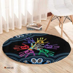 Autism Awareness Australia Indigenous Round Carpet We All Have Different Abilities LT14