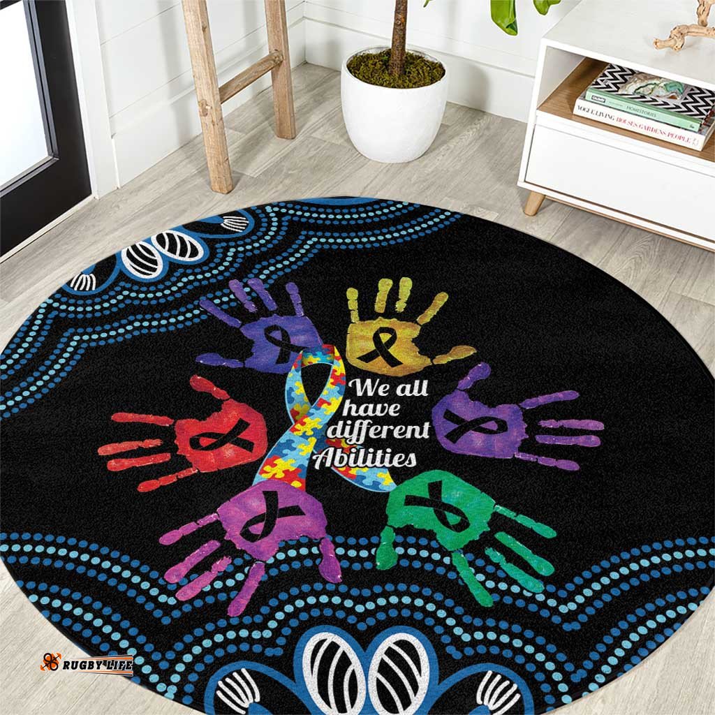Autism Awareness Australia Indigenous Round Carpet We All Have Different Abilities LT14