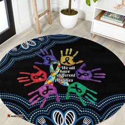 Autism Awareness Australia Indigenous Round Carpet We All Have Different Abilities LT14