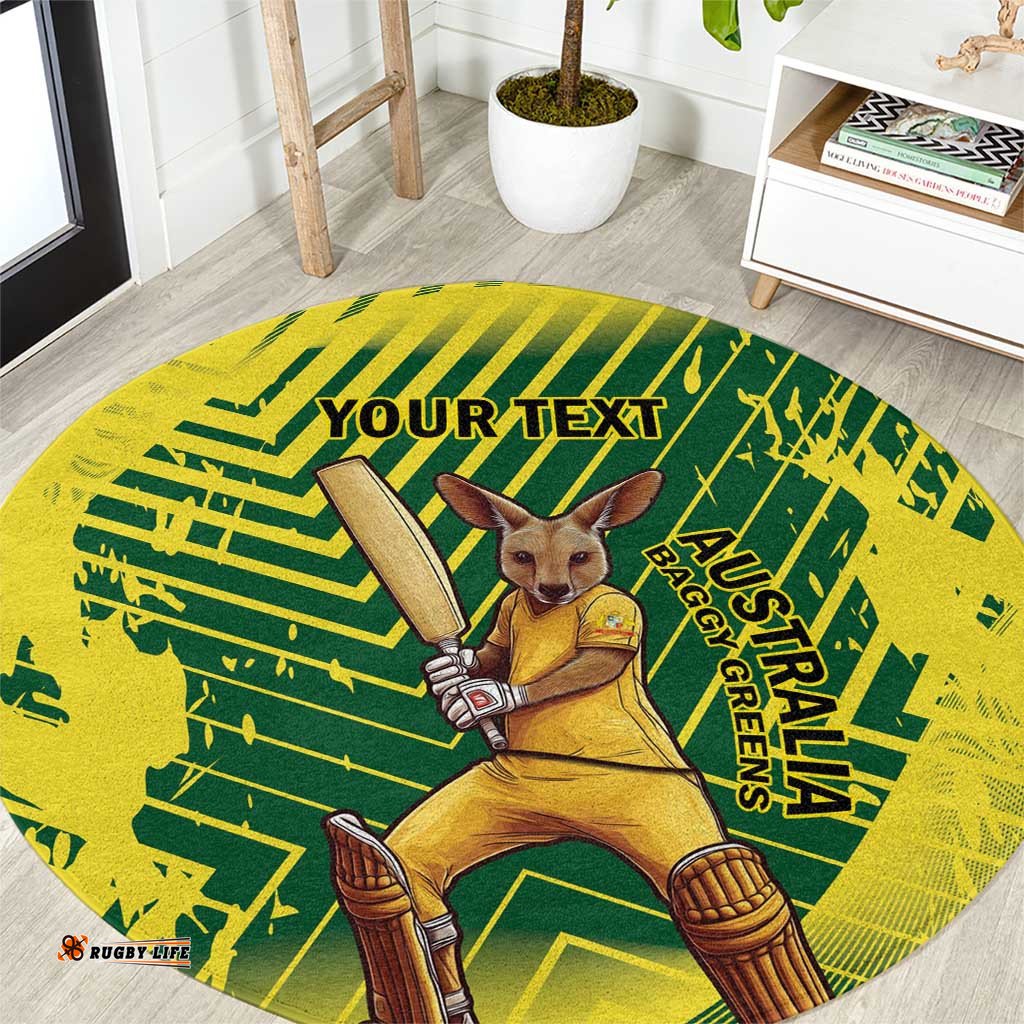 Custom Australia Cricket Round Carpet Aussie Baggy Greens - Kangaroo Mascot Style LT14