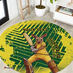 Custom Australia Cricket Round Carpet Aussie Baggy Greens - Kangaroo Mascot Style LT14