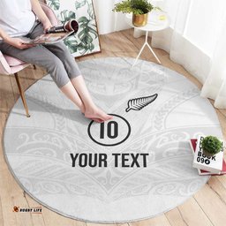 Custom New Zealand Football Round Carpet The Whites-Sporty T90 Style LT03