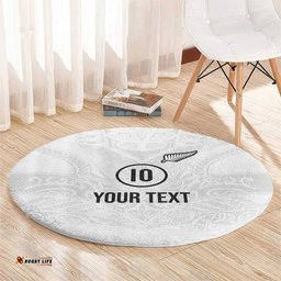 Custom New Zealand Football Round Carpet The Whites-Sporty T90 Style LT03