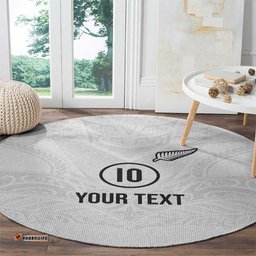 Custom New Zealand Football Round Carpet The Whites-Sporty T90 Style LT03