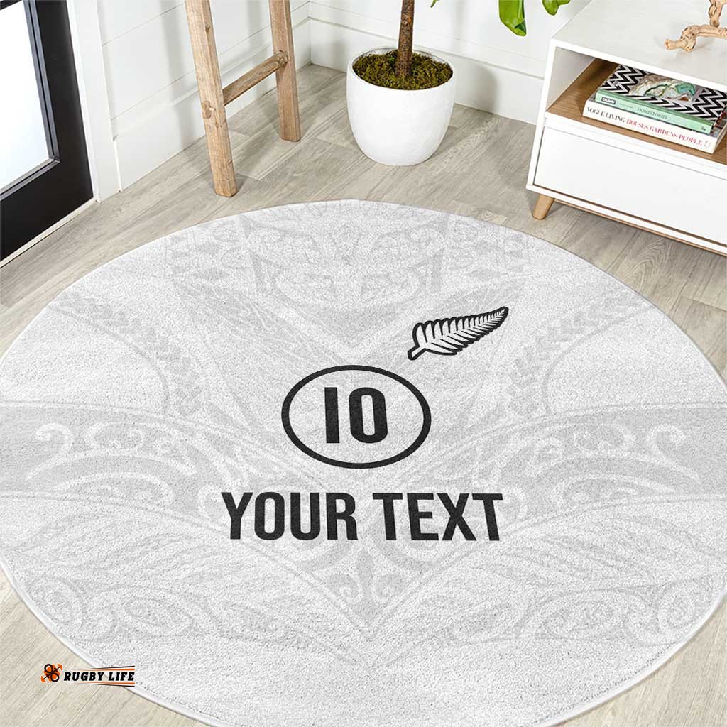 Custom New Zealand Football Round Carpet The Whites-Sporty T90 Style LT03