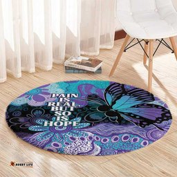 Australia Indigenous Teal Purple Contemporary Aboriginal Art Round Carpet Hope Is Real LT7