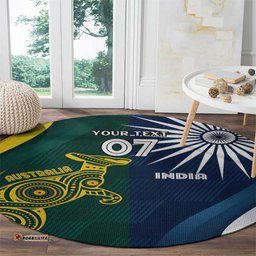 Custom India and Australia Cricket Round Carpet Special Half-Half Mix LT7