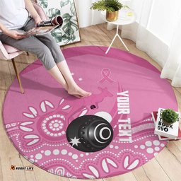 Custom Bowls Australia Breast Cancer Round Carpet Pink Ribbon Kangaroo Aboriginal Art LT14