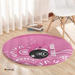 Custom Bowls Australia Breast Cancer Round Carpet Pink Ribbon Kangaroo Aboriginal Art LT14