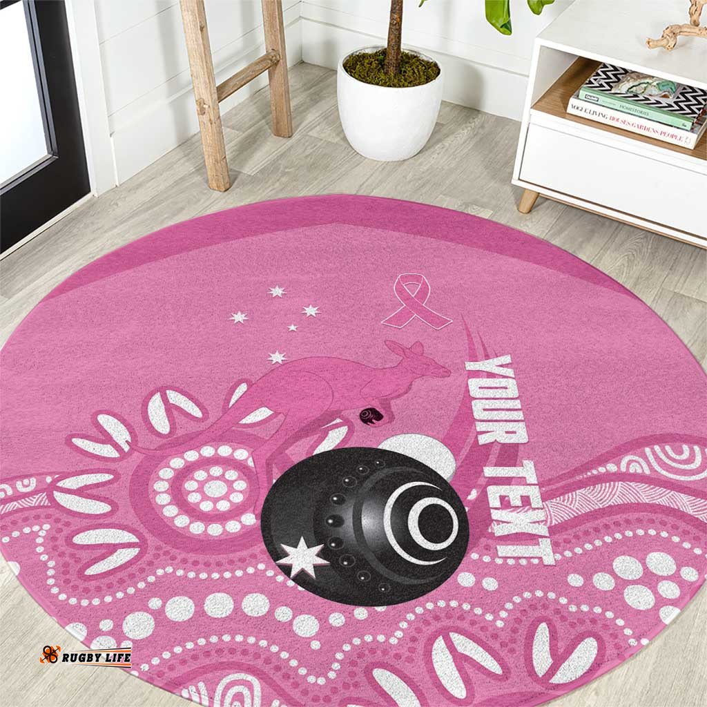 Custom Bowls Australia Breast Cancer Round Carpet Pink Ribbon Kangaroo Aboriginal Art LT14
