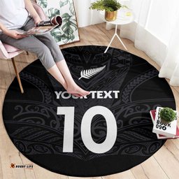 Custom Aotearoa Rugby Round Carpet The Blacks-Sporty T90 Style LT03