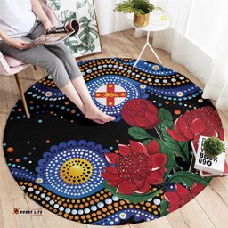 Australia New South Wales Waratahs Round Carpet Aboriginal Dot Art LT9