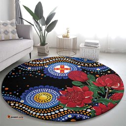 Australia New South Wales Waratahs Round Carpet Aboriginal Dot Art LT9