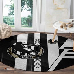 Collingwood Magpies Round Carpet Modern Geometric Sports Graphic Style TS04
